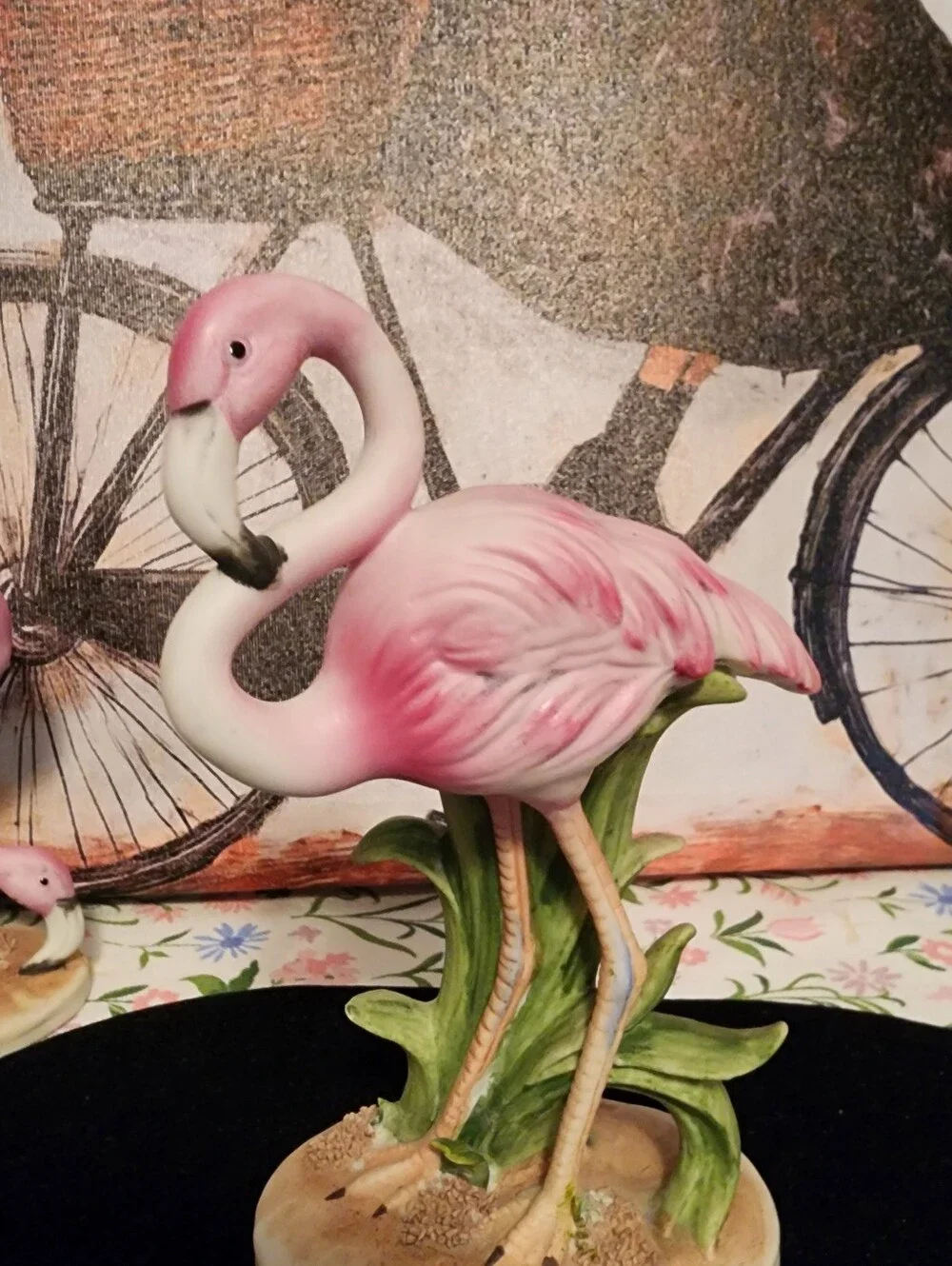Vintage Lefton Pink Flamingo Ceramic Decor Figurine